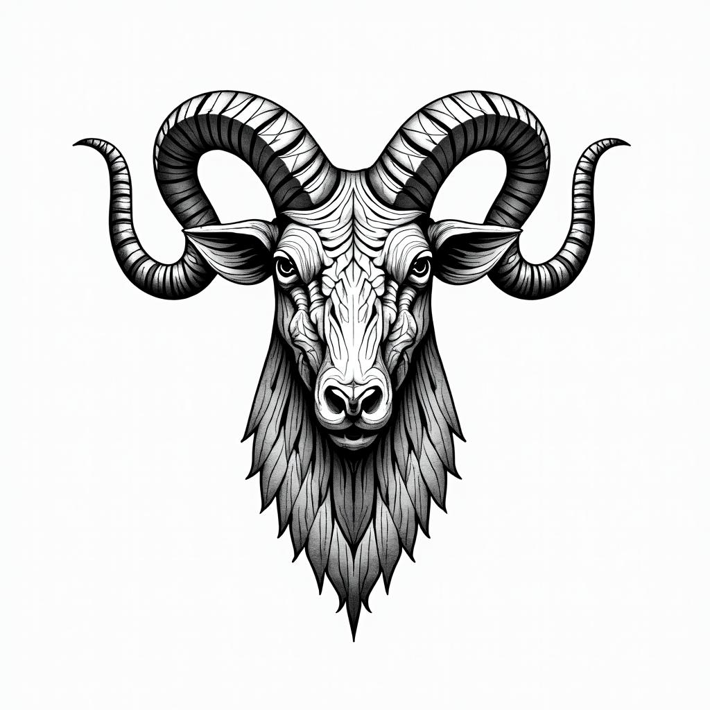 Taurus guns growth in geometric style tattoo, blending hexagons, mandala-inspired patterns, symmetrical and fractal design, clean lines, sharp angles - Variation 3