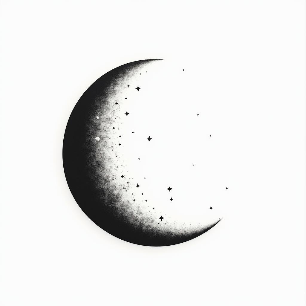Phases of the moonin minimalist style tattoo, featuring simple shapes and fine lines, with minimal shading and details, tiny triangles, creating a sense of balance and harmony - Variation 2