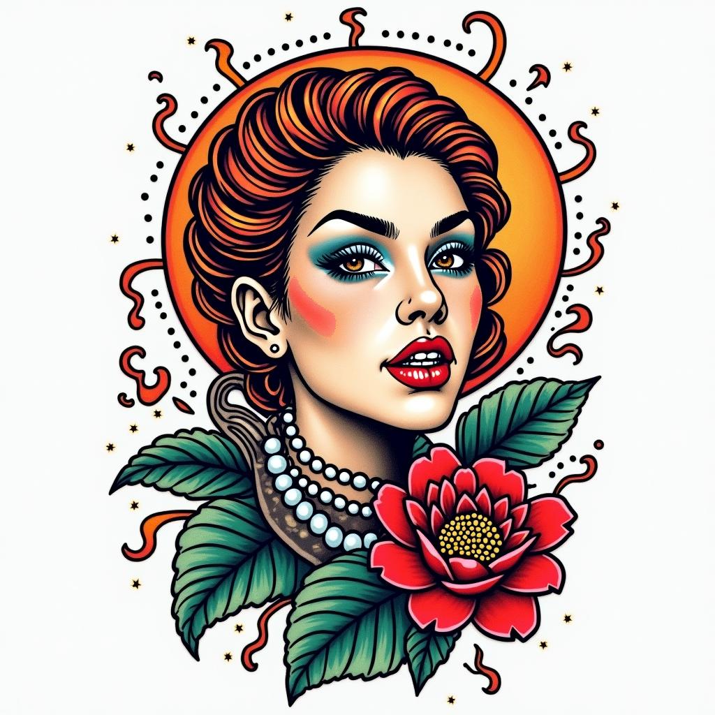 Jan Nietes Aquarius Antique Philippinesin pop art style tattoo, featuring bold and vibrant colors, exaggerated outlines, iconic imagery, inspired by comic books and speech bubbles, comic book characters, retro pop culture - Variation 1