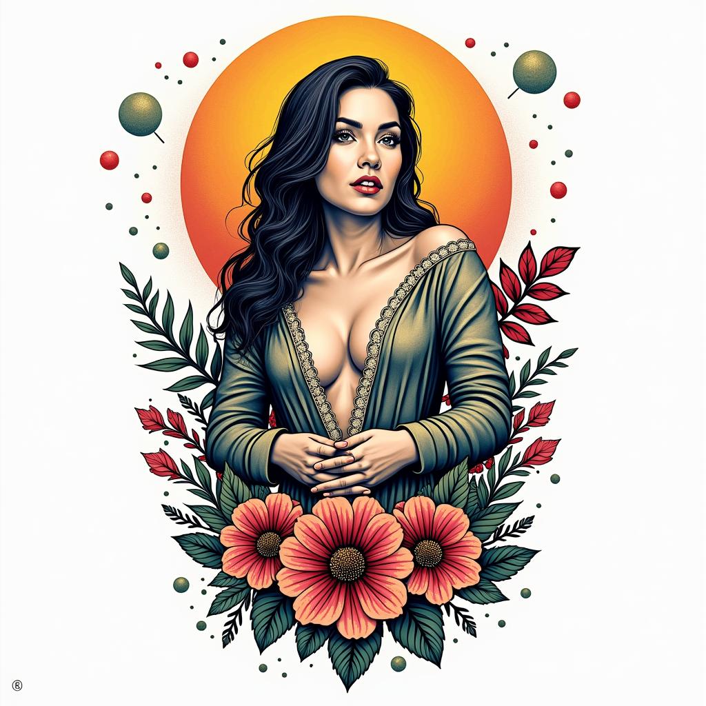 Jan Nietes Aquarius Antique Philippinesin pop art style tattoo, featuring bold and vibrant colors, exaggerated outlines, iconic imagery, inspired by comic books and speech bubbles, comic book characters, retro pop culture - Variation 2