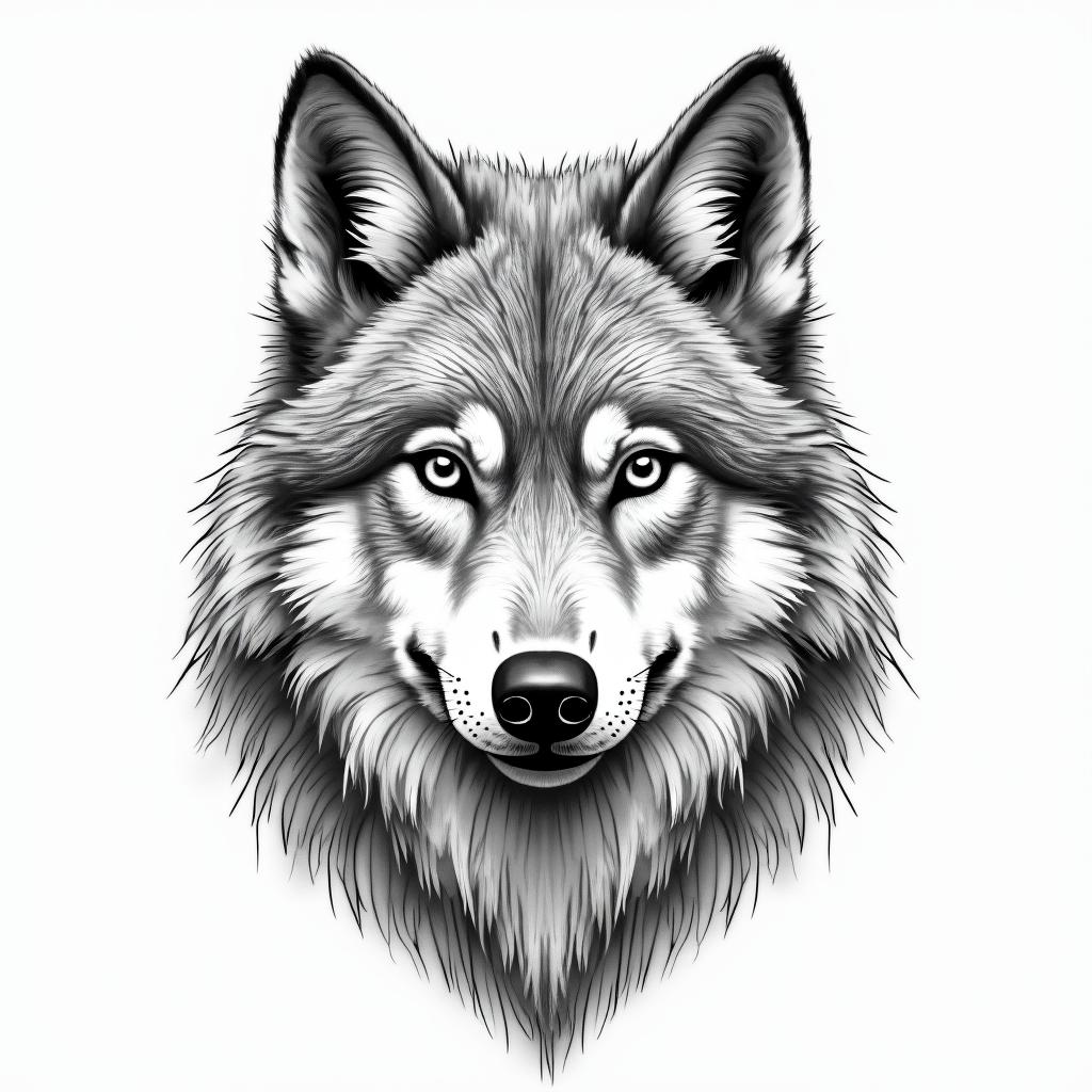 Wolfin new school tattoo, pop culture, modern, detailed tattoo, illustrative - Variation 4