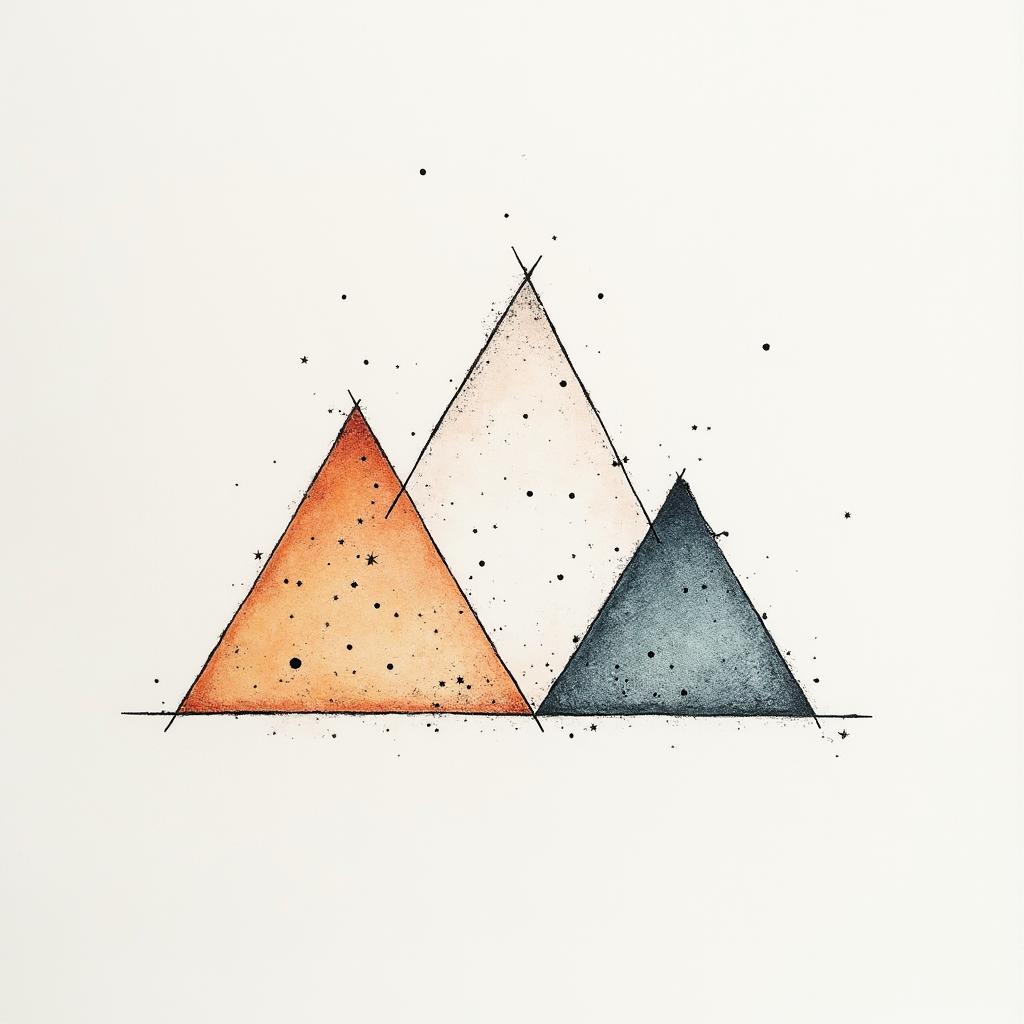 The names of my children are Renatta and Santiago.in minimalist style tattoo, featuring simple shapes and fine lines, with minimal shading and details, tiny triangles, creating a sense of balance and harmony - Variation 4