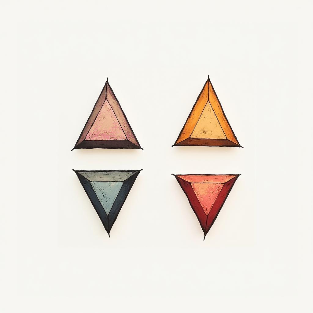 The names of my children are Renatta and Santiago.in minimalist style tattoo, featuring simple shapes and fine lines, with minimal shading and details, tiny triangles, creating a sense of balance and harmony