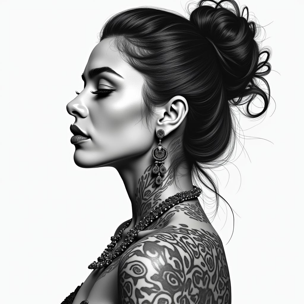 Beautiful Mexican womanhigly detailed tattoo - Variation 2