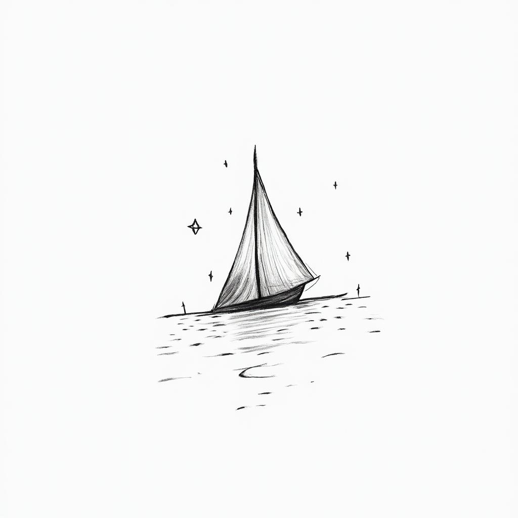 St Augustine Beachin minimalist style tattoo, featuring simple shapes and fine lines, with minimal shading and details, tiny triangles, creating a sense of balance and harmony