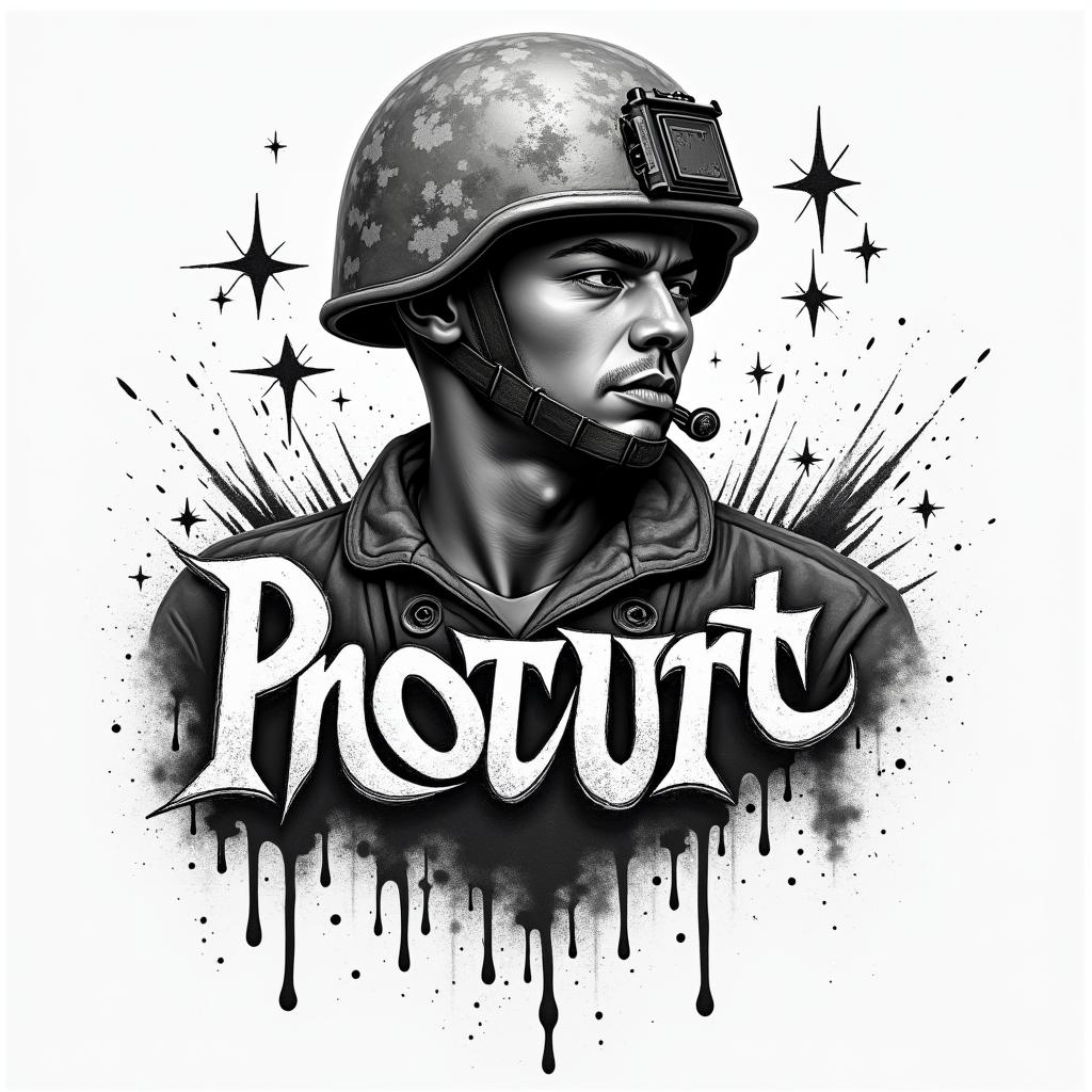 American Soldier, LGBTin graffiti style tattoo, featuring bold and dynamic street art elements, spray-paint texture with exaggerated lines and expressive, chaotic brushstrokes, intricate lettering incorporated with graffiti tags, symbols like hearts, stars, and wings - Variation 1
