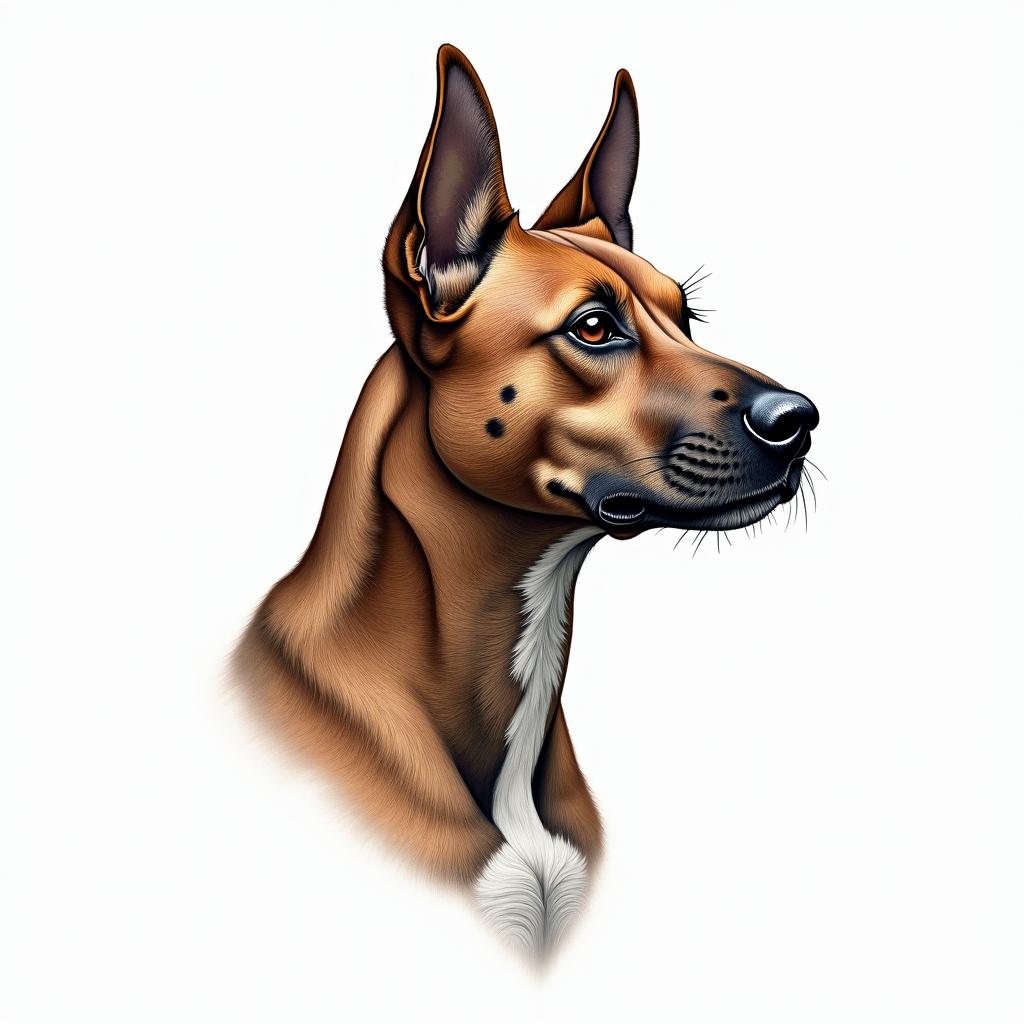 Picture of a brown Colby PITTBULL with dark brindle stripes down its backin new school tattoo, pop culture, modern, detailed tattoo, illustrative - Variation 3