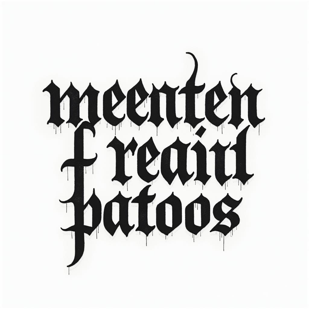 2001 -03-24 2003-02-06 2005-03-14 2017-02-11 2018-06-03 1986-12-30text-based tattoo, gothic font ultra-realistic, perfectly placed, high-quality font design, photo-realistic shading, 8k, high quality, finely detailed typography - Variation 2