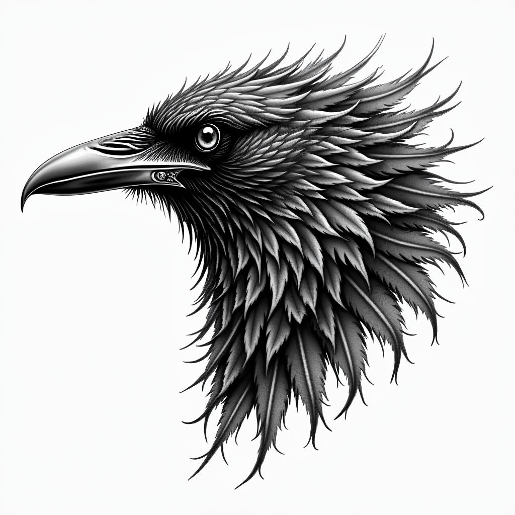 Raven Nordichigly detailed tattoo - Variation 7