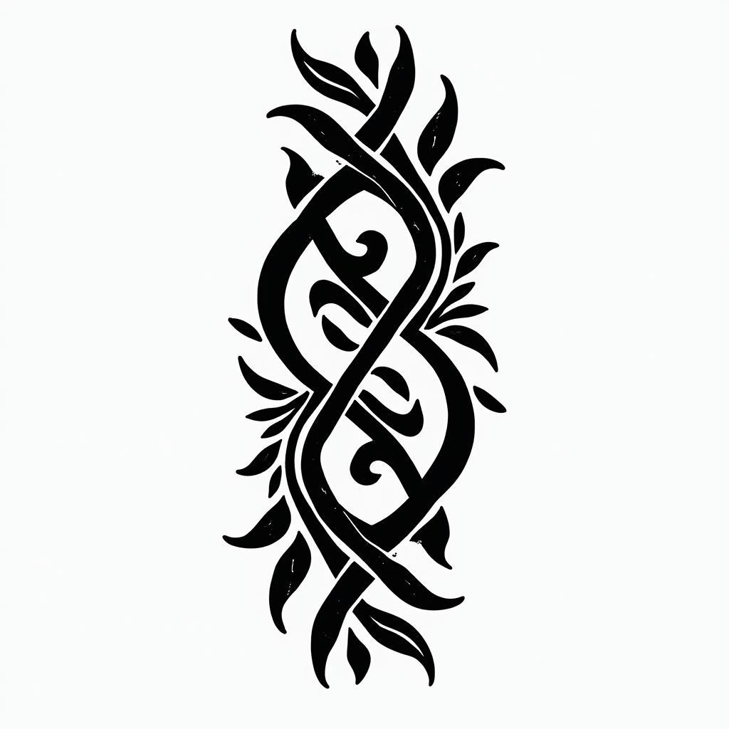 Samoan tattooin tribal tattoo style, featuring bold and black geometric shapes, curved lines, intertwine and flow seamlessly, creating a powerful and symbolic design, polynesian and maori styles - Variation 1