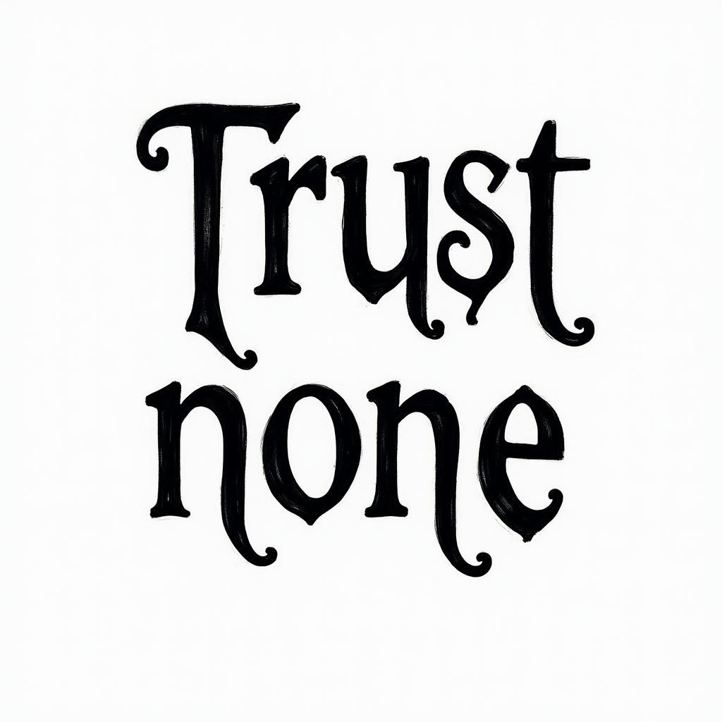 Trust nonetext-based tattoo, gothic font ultra-realistic, perfectly placed, high-quality font design, photo-realistic shading, 8k, high quality, finely detailed typography - Variation 3