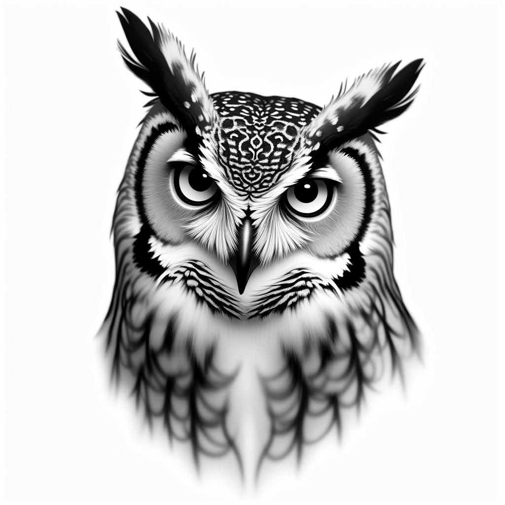 Owl is.in realism tattoo style, featuring a highly detailed, lifelike, capturing every detail, photorealistic, ultra realistic, intricate shading, smooth and sharp,   - Variation 2