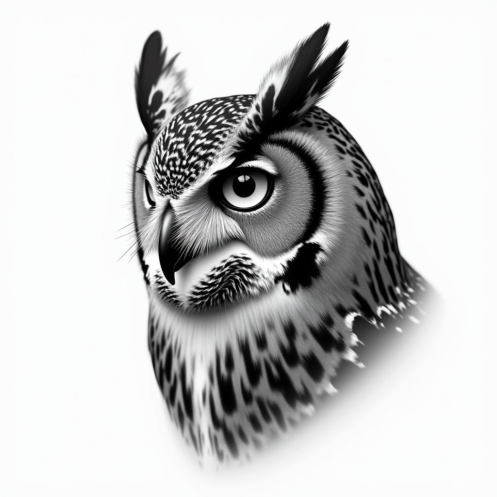 Owl is.in realism tattoo style, featuring a highly detailed, lifelike, capturing every detail, photorealistic, ultra realistic, intricate shading, smooth and sharp,   - Variation 3