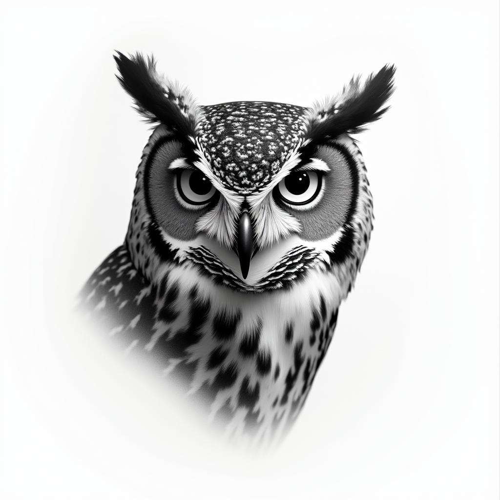 Owl is.in realism tattoo style, featuring a highly detailed, lifelike, capturing every detail, photorealistic, ultra realistic, intricate shading, smooth and sharp,  
