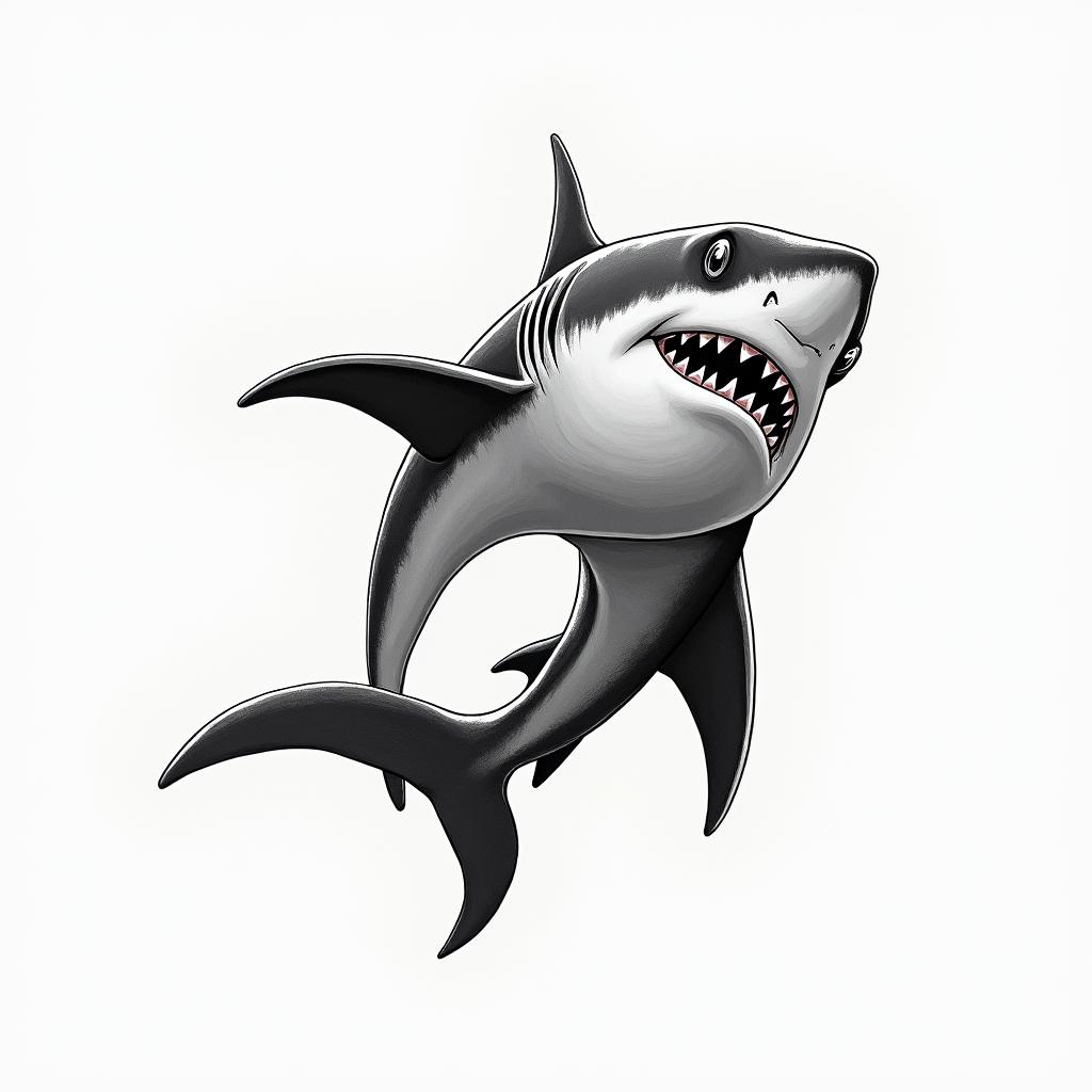 Shark friendlyhigly detailed tattoo
