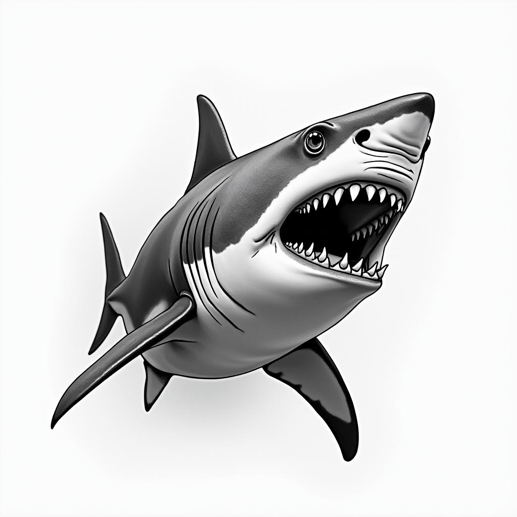 Shark friendlyhigly detailed tattoo - Variation 2