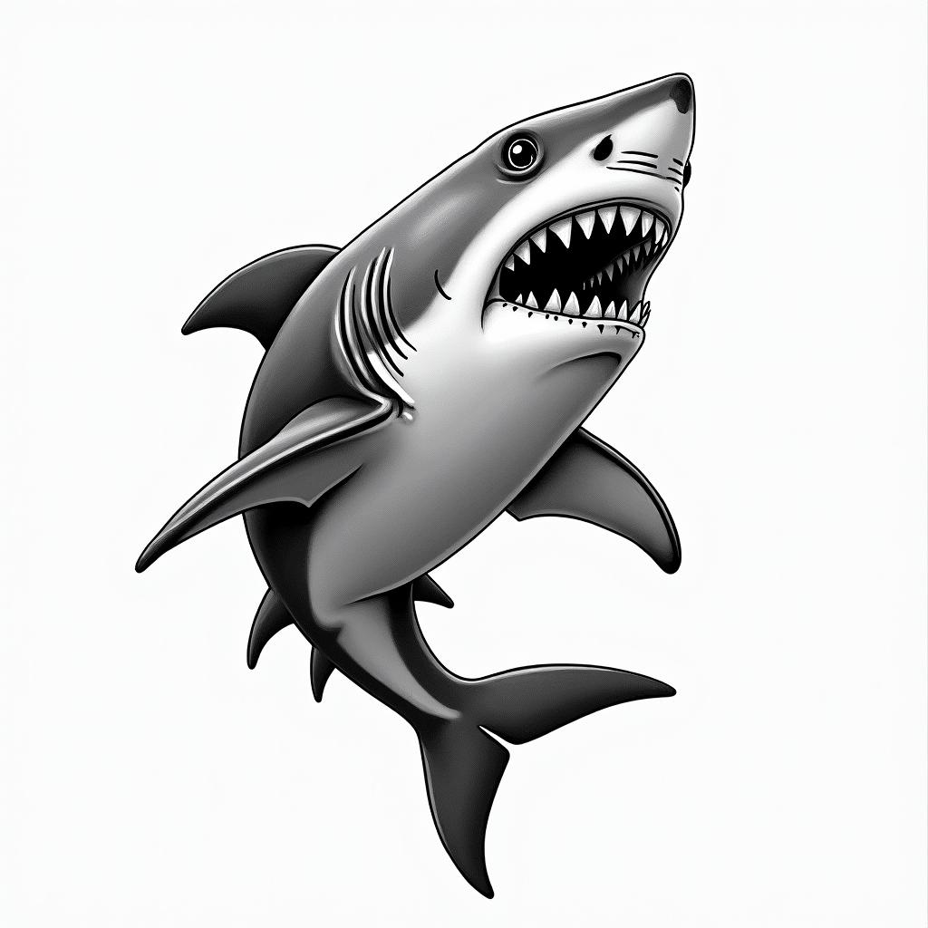 Shark friendlyhigly detailed tattoo - Variation 4