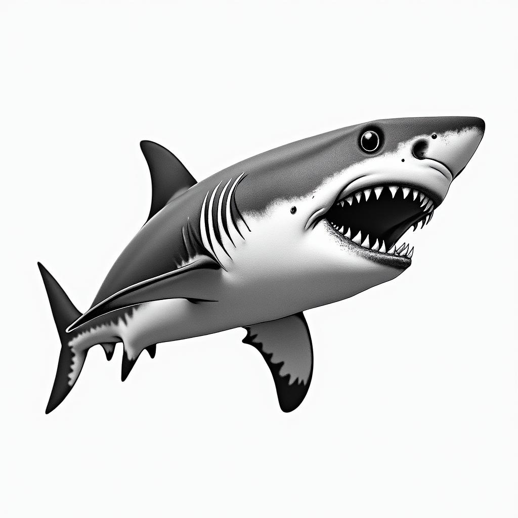 Shark friendlyhigly detailed tattoo - Variation 3
