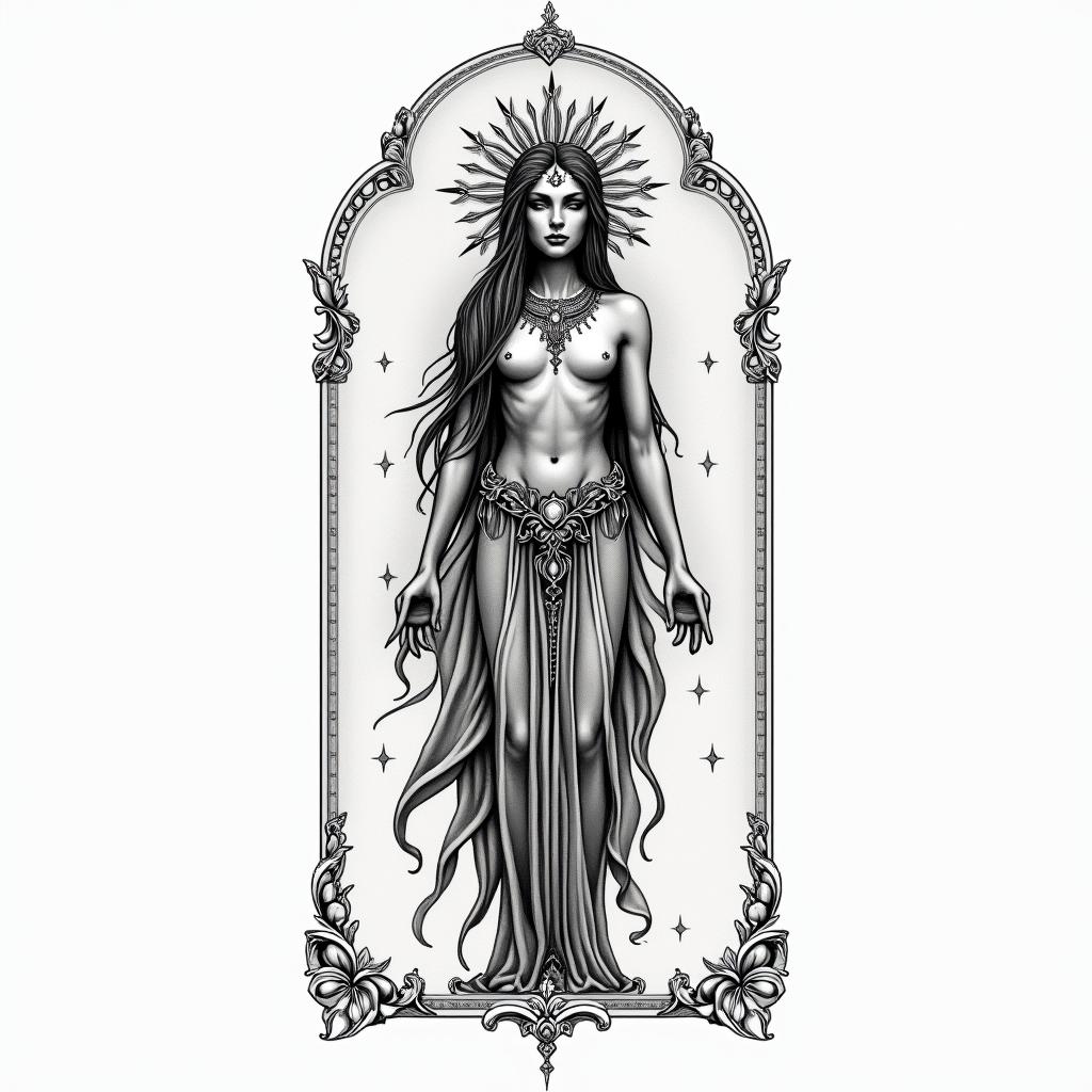 Tarotin bohemian style tattoo, 8k - Variation 2