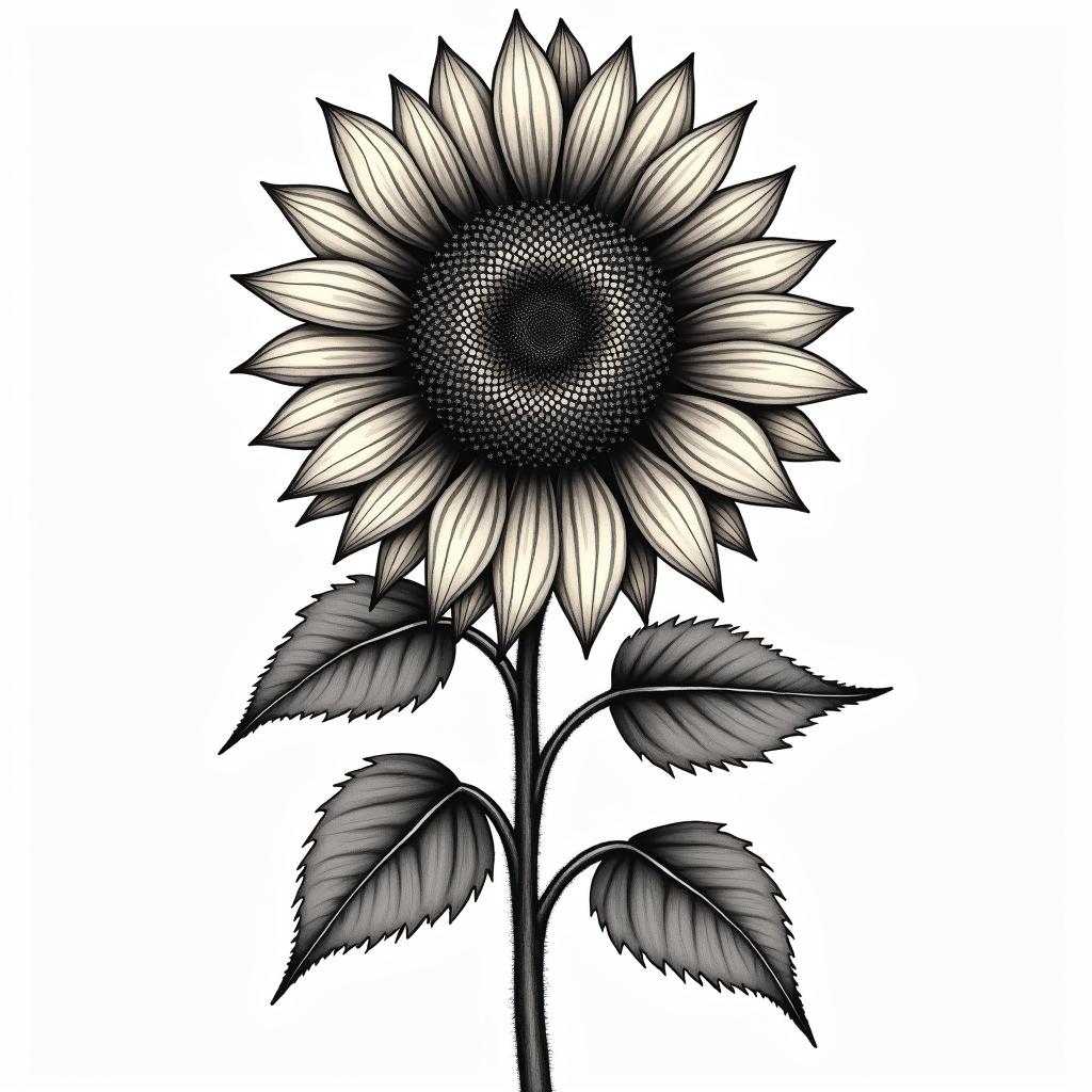 Sunflower, soul matein bohemian style tattoo, 8k - Variation 2