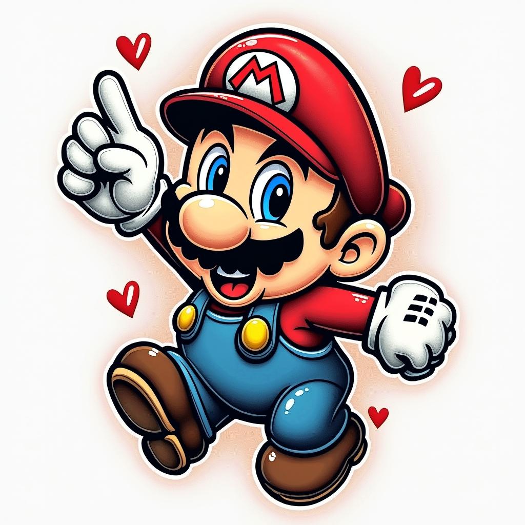 Marioin pop art style tattoo, featuring bold and vibrant colors, exaggerated outlines, iconic imagery, inspired by comic books and speech bubbles, comic book characters, retro pop culture - Variation 4