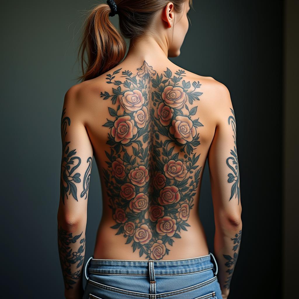 A road of Struggling with life and no support and got it all taking away. Playing tug of war Struggled with drugs and depression and gambling. Was in a car accident and got back surgery and a brain injury. Recieved a big settlement was able to get my family back collagehigly detailed tattoo - Variation 7
