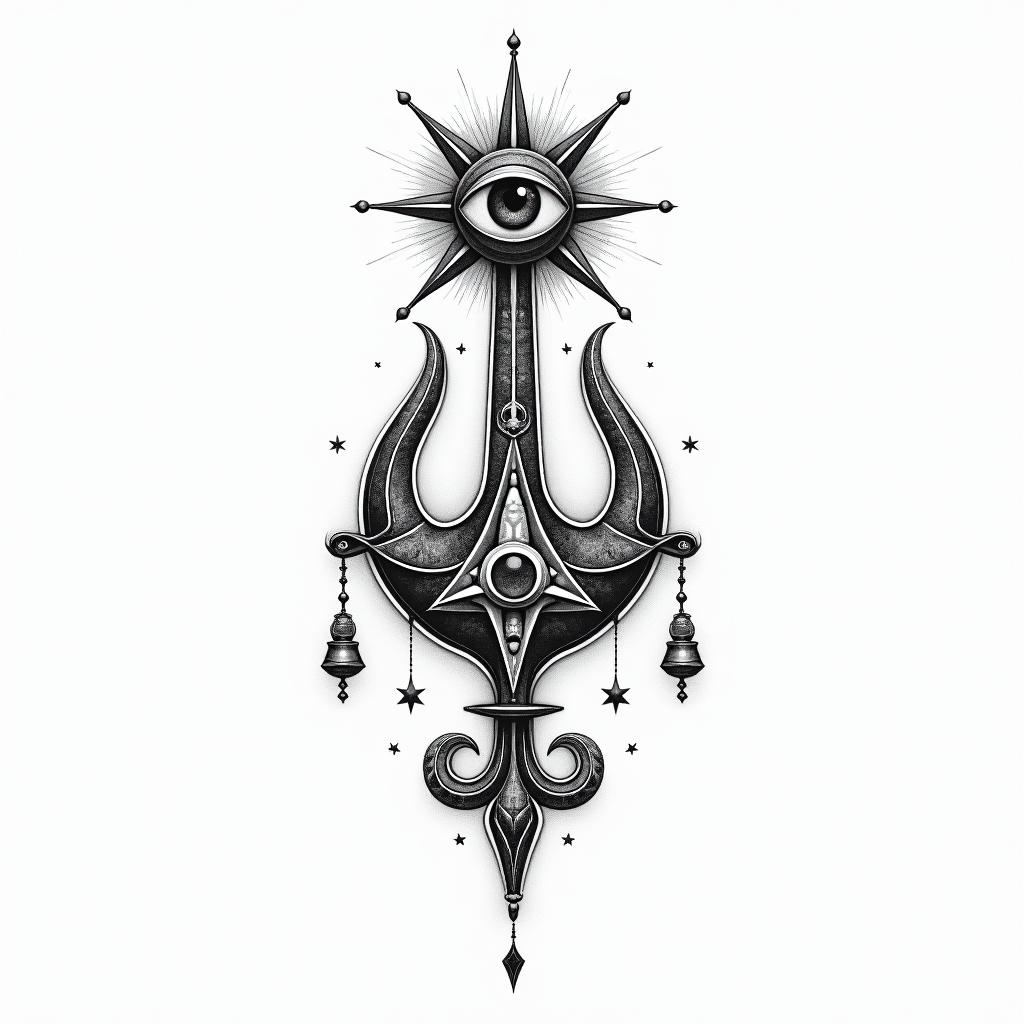 Luke, Aquarius, Eastleighin spiritual symbols tattoo style, featuring an intricate design incorporating elements, Hamsa hand, third eye, minimalist composition - Variation 3