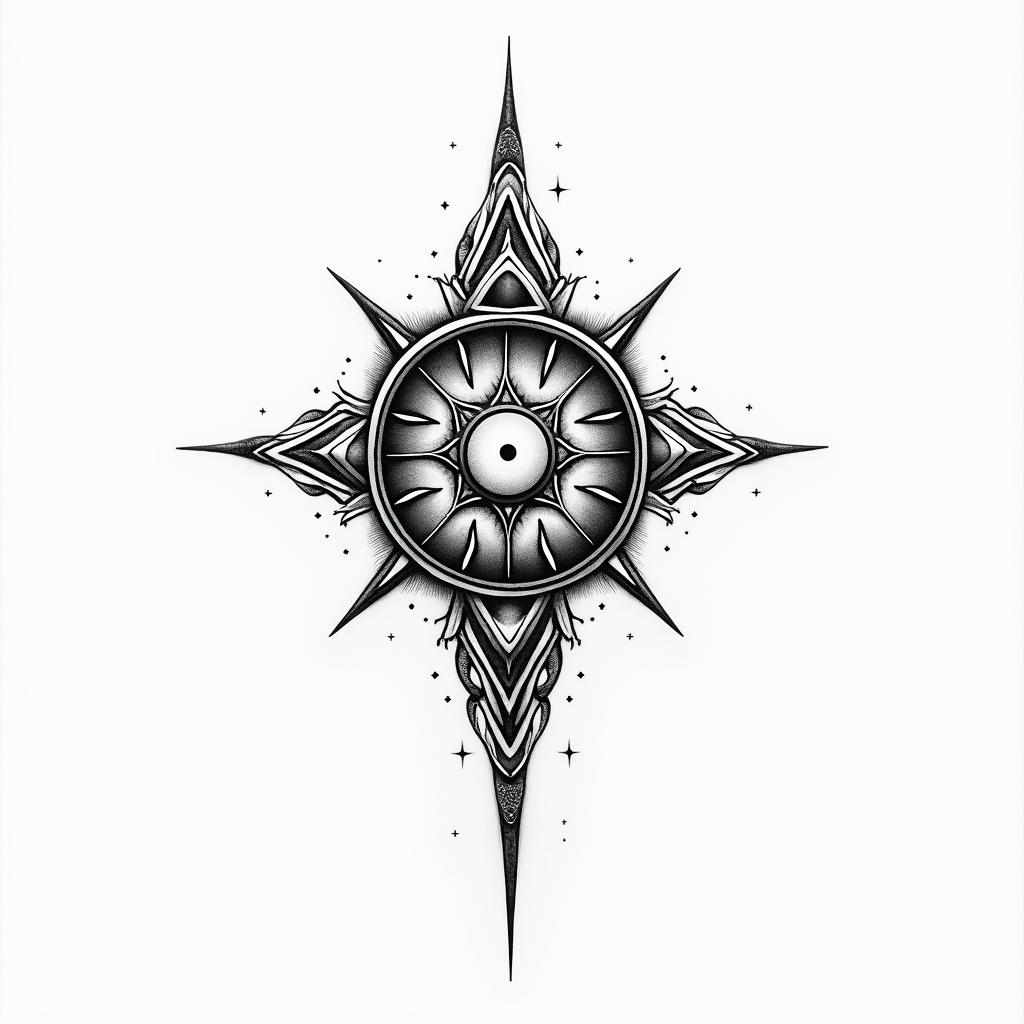 Luke, Aquarius, Eastleighin spiritual symbols tattoo style, featuring an intricate design incorporating elements, Hamsa hand, third eye, minimalist composition