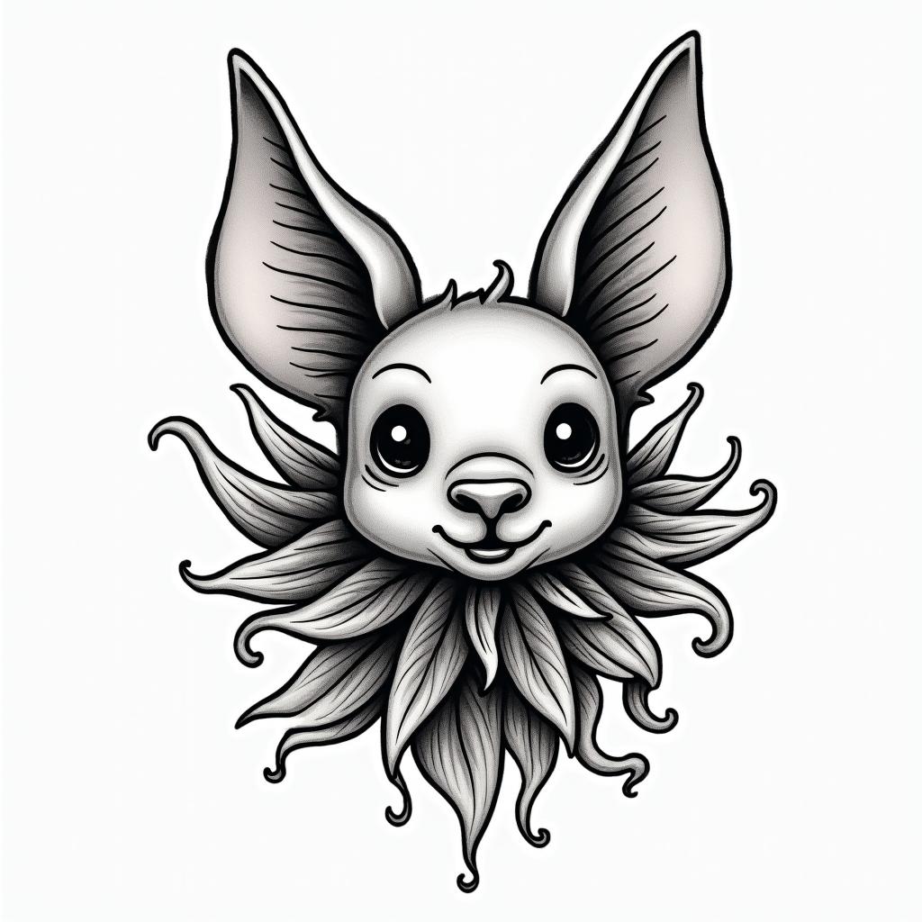 Dumboin authentic tattoo style, incorporating traditional modifications, bold black outlines, solid color fills, featuring classic authentic elements - Variation 8