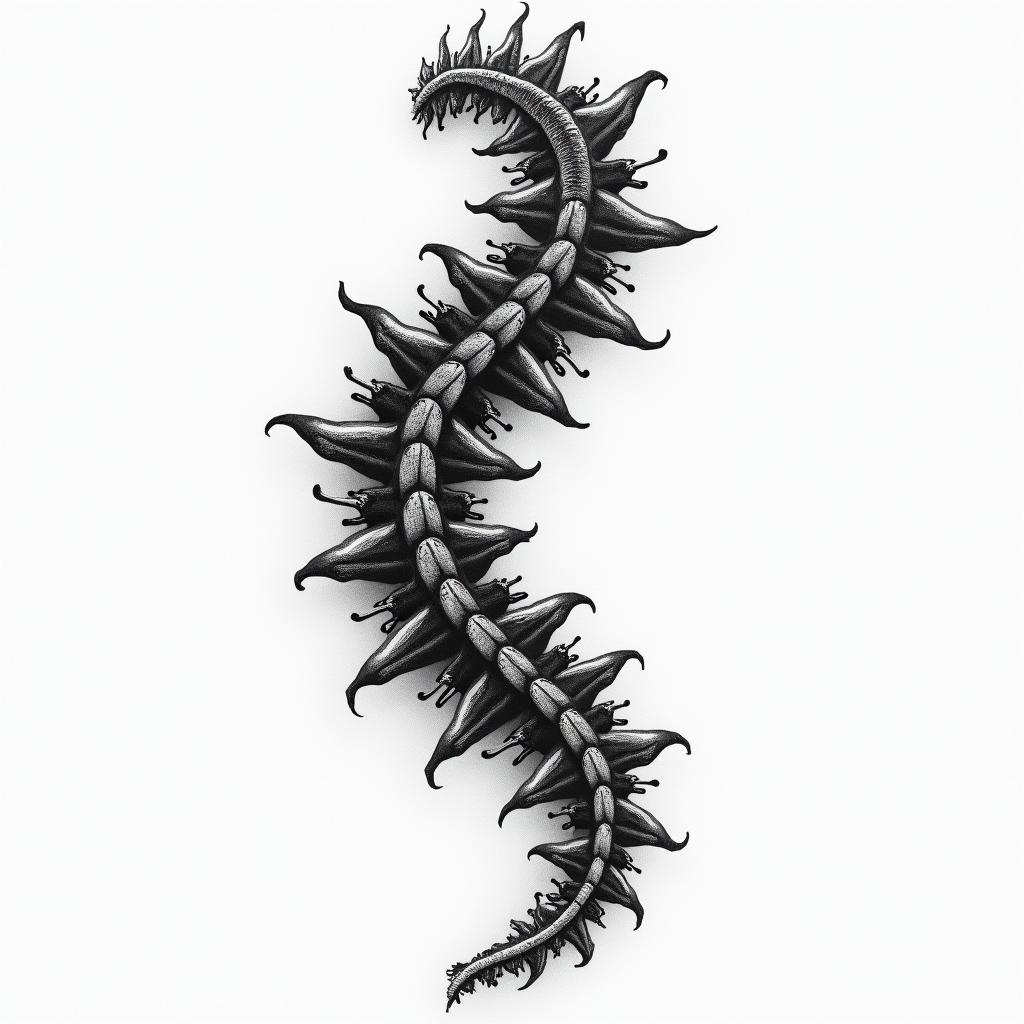Spinal tattoohigly detailed tattoo - Variation 3