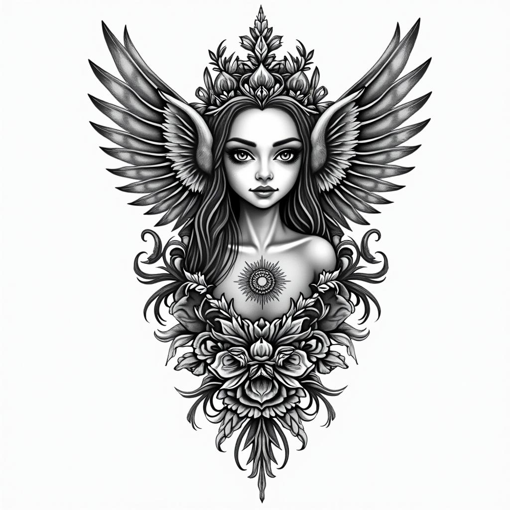 Xioalex Khrissnnain bohemian style tattoo, 8k - Variation 1