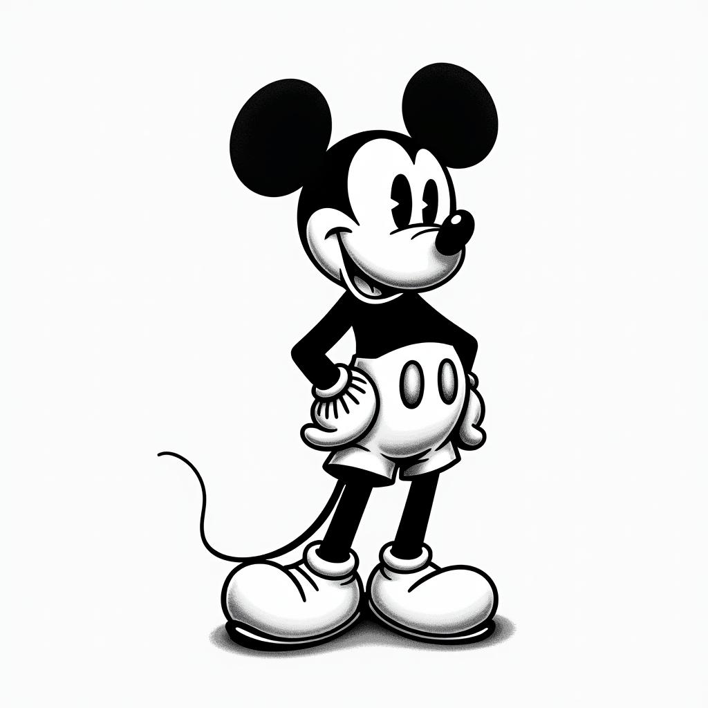 Mickey Mousein new school tattoo, pop culture, modern, detailed tattoo, illustrative