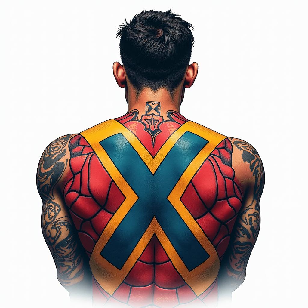 X -men x on the back of the seat cover with an old English L in the middle of the x
on the head restin pop art style tattoo, featuring bold and vibrant colors, exaggerated outlines, iconic imagery, inspired by comic books and speech bubbles, comic book characters, retro pop culture - Variation 2