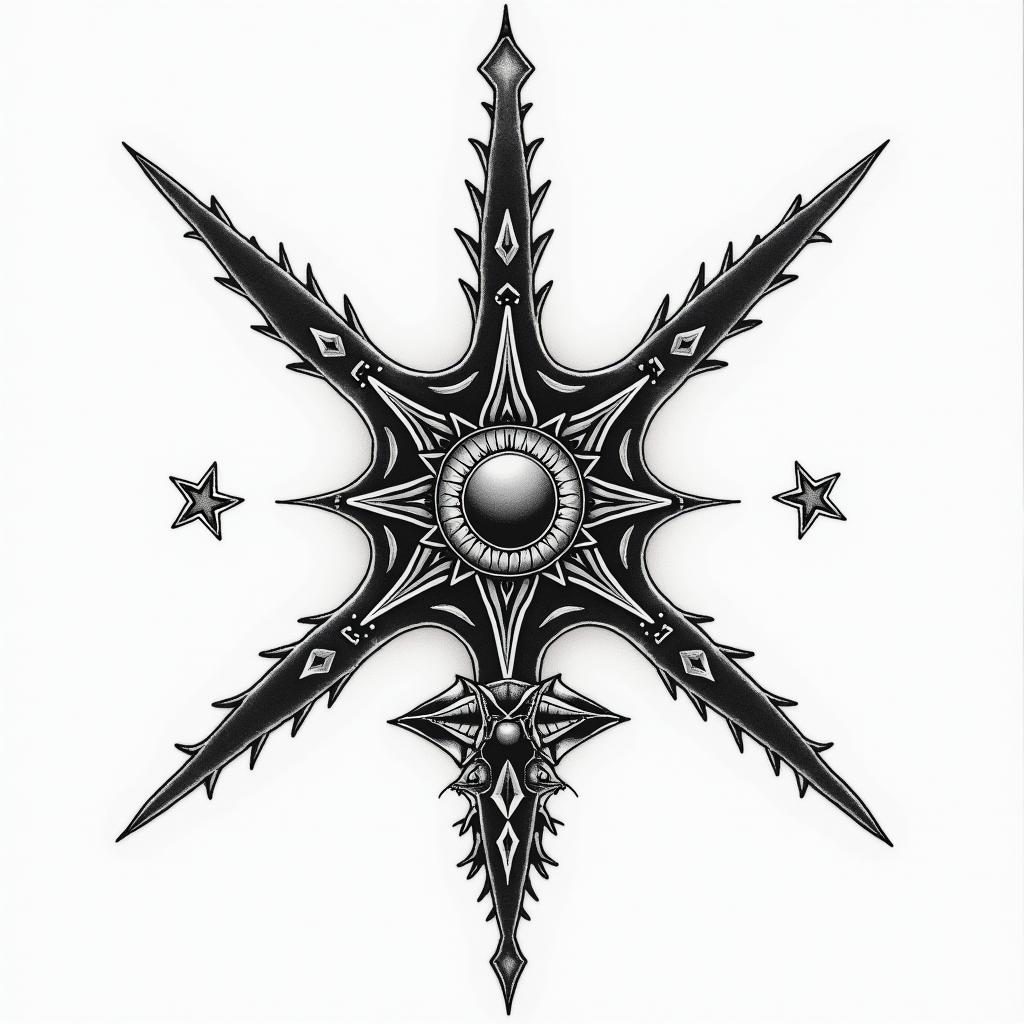 X -men x on the back of the seat cover with an old English L in the middle of the x 
on the head restin spiritual symbols tattoo style, featuring an intricate design incorporating elements, Hamsa hand, third eye, minimalist composition - Variation 3