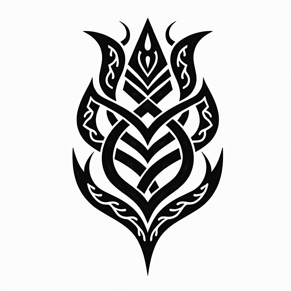 Family and protectionin tribal tattoo style, featuring bold and black geometric shapes, curved lines, intertwine and flow seamlessly, creating a powerful and symbolic design, polynesian and maori styles - Variation 2