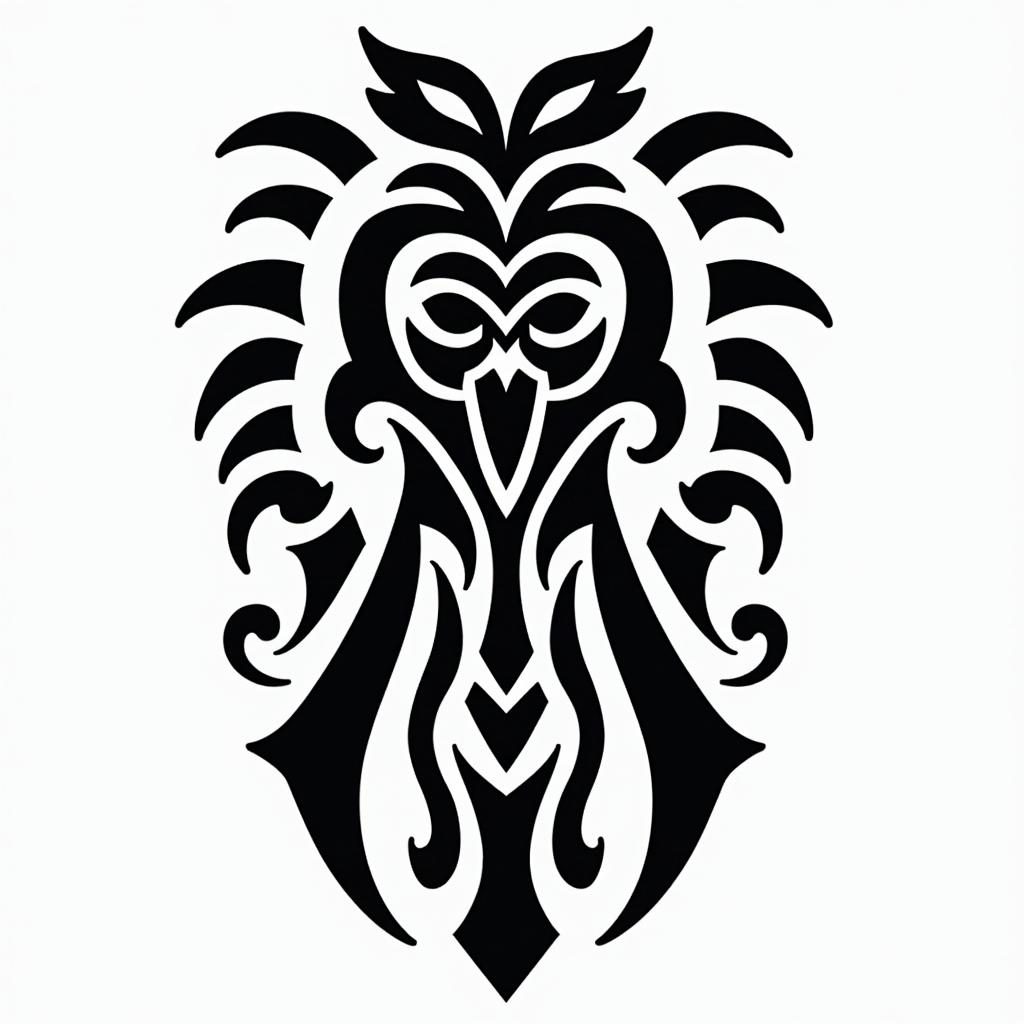 Family and protectionin tribal tattoo style, featuring bold and black geometric shapes, curved lines, intertwine and flow seamlessly, creating a powerful and symbolic design, polynesian and maori styles - Variation 1