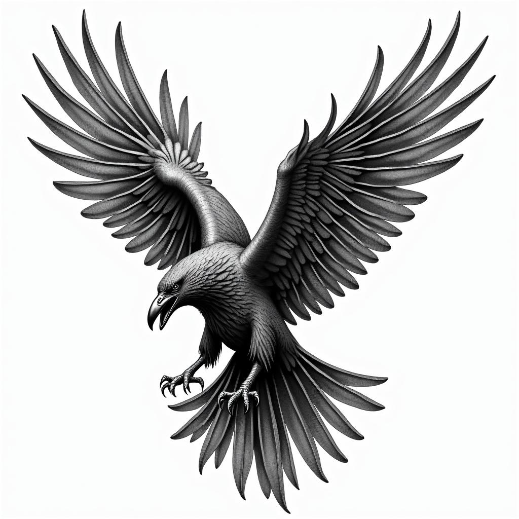 Raven Viking shipshigly detailed tattoo - Variation 5