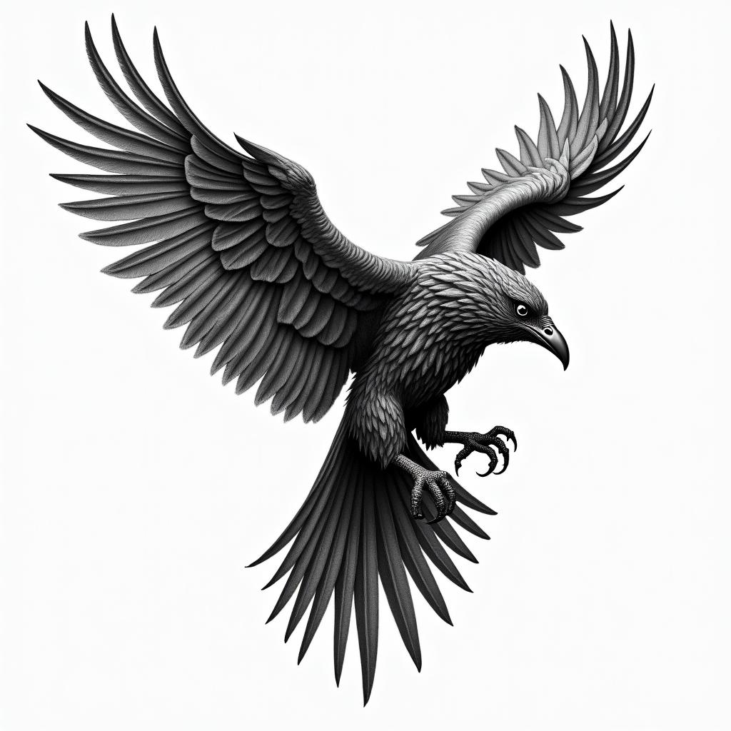 Raven Viking shipshigly detailed tattoo - Variation 8