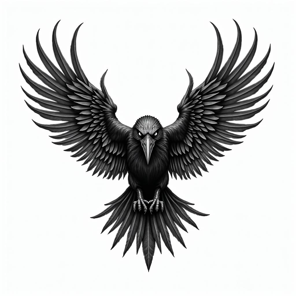 Raven Viking shipshigly detailed tattoo - Variation 4