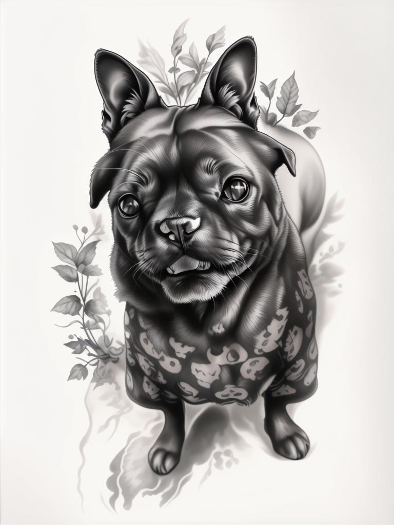 A highly detailed and lifelike composition, tattoo art, realism style, ultra-high resolution, smooth gradients and intricate textures, monochromatic black-and-gray tones, diffused soft lighting for natural depth.undefined - Variation 33
