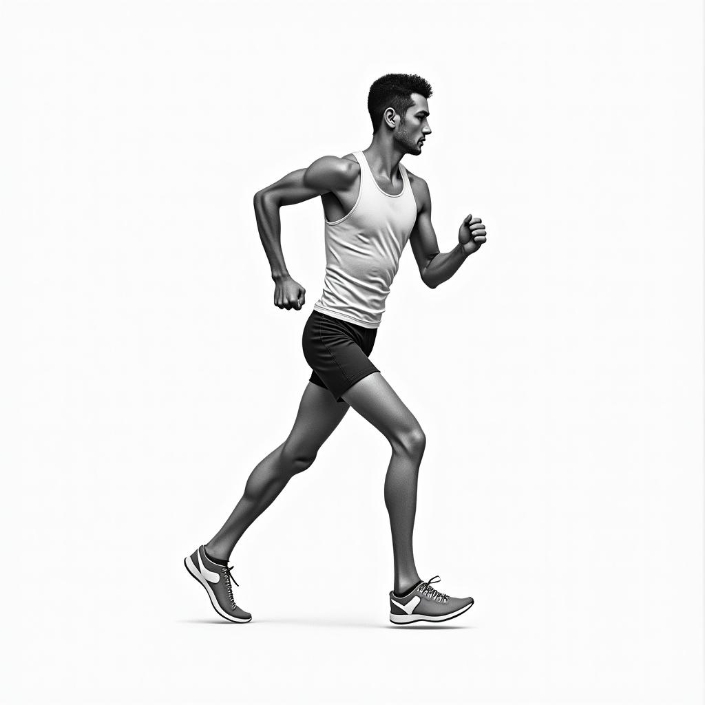 A track runner tatooin minimalist style tattoo, featuring simple shapes and fine lines, with minimal shading and details, tiny triangles, creating a sense of balance and harmony