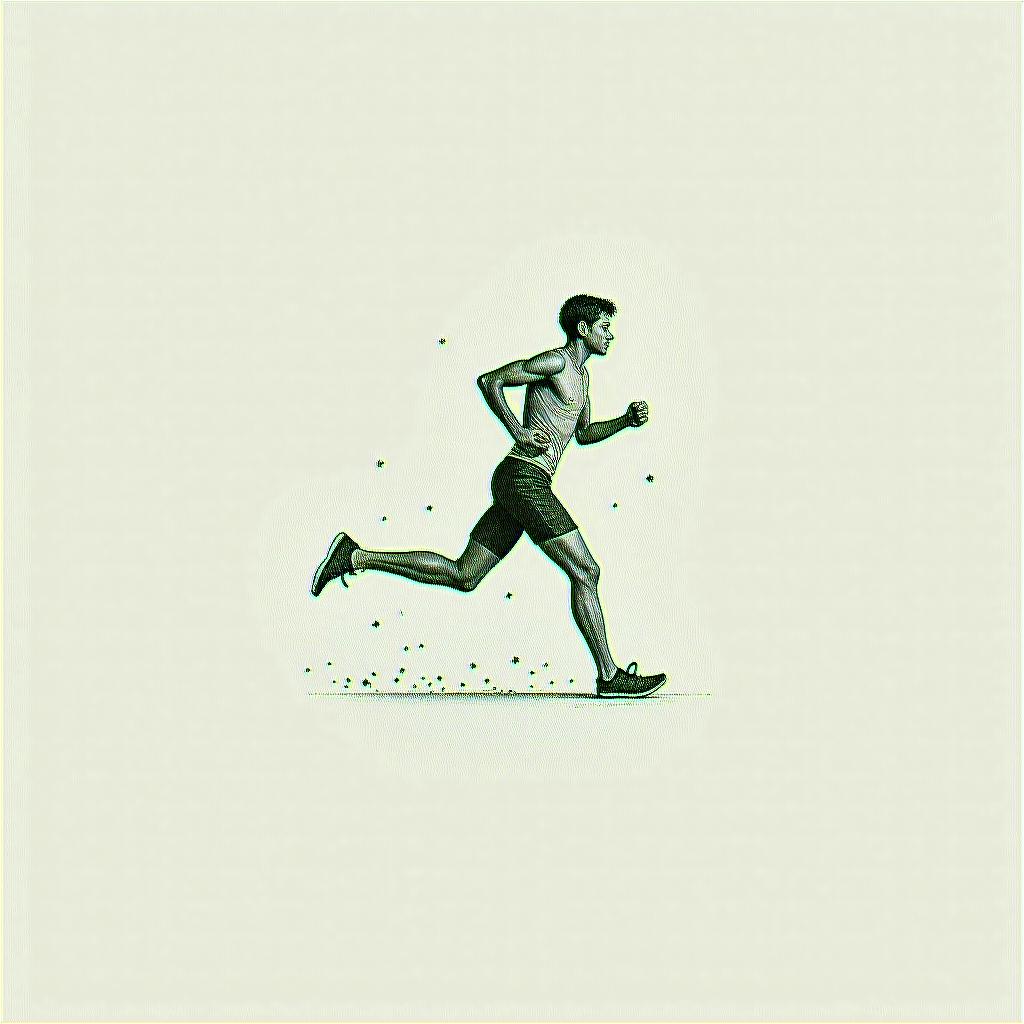 A track runner tatooin minimalist style tattoo, featuring simple shapes and fine lines, with minimal shading and details, tiny triangles, creating a sense of balance and harmony - Variation 4