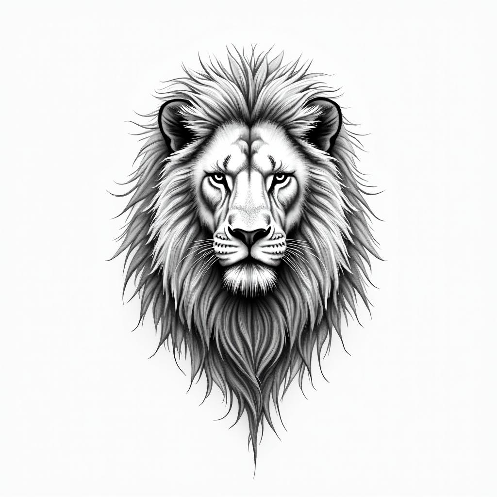 Single needle fine line. Lion and the lamb.higly detailed tattoo - Variation 3