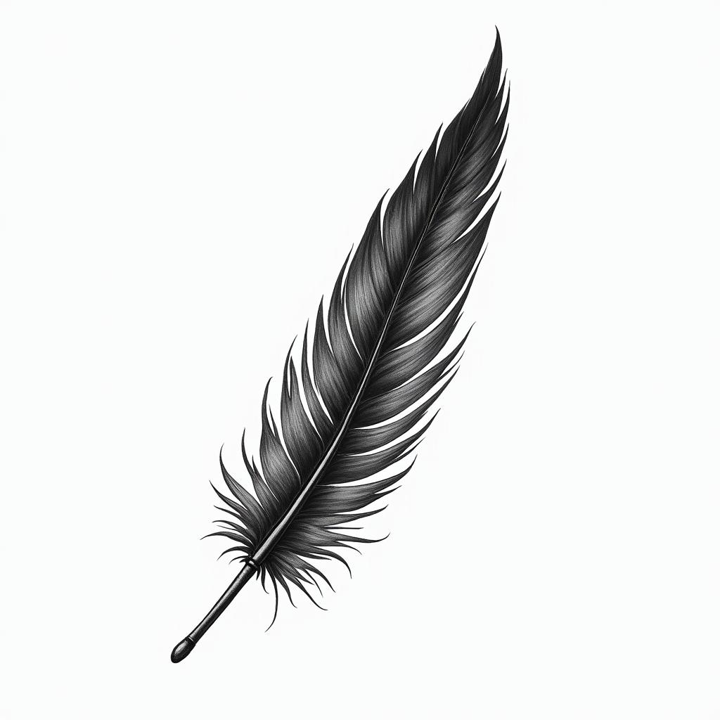 Feather going turning into birdshigly detailed tattoo