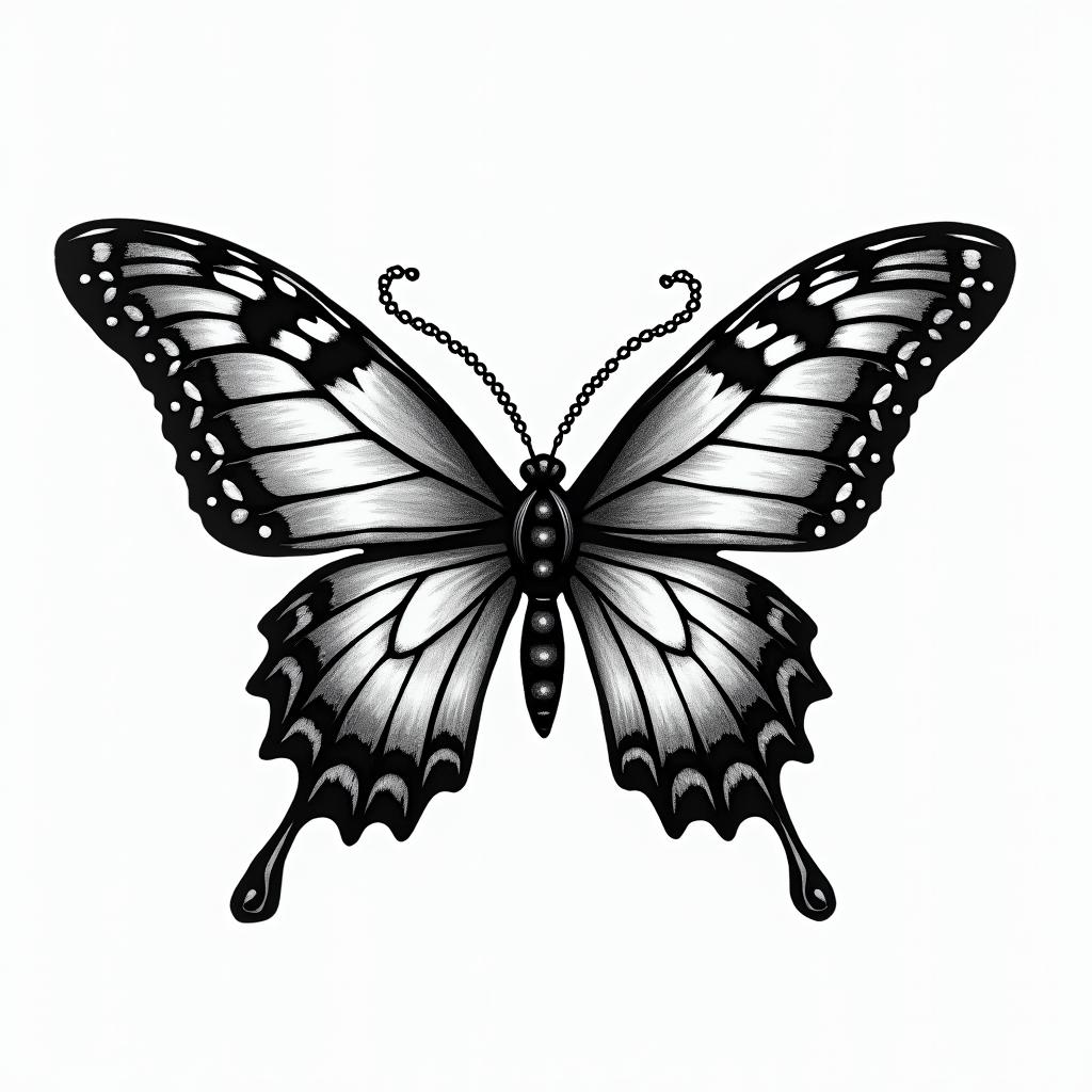 Family written big with some type of gothic butterfly and chainstext-based tattoo, gothic font ultra-realistic, perfectly placed, high-quality font design, photo-realistic shading, 8k, high quality, finely detailed typography - Variation 3