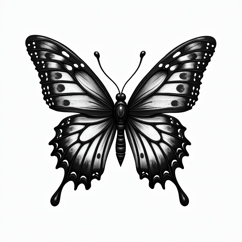 Family written big with some type of gothic butterfly and chainstext-based tattoo, gothic font ultra-realistic, perfectly placed, high-quality font design, photo-realistic shading, 8k, high quality, finely detailed typography - Variation 4