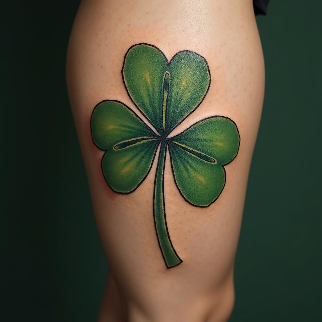 Shamrock with overlapping leaveshigly detailed tattoo - Variation 4