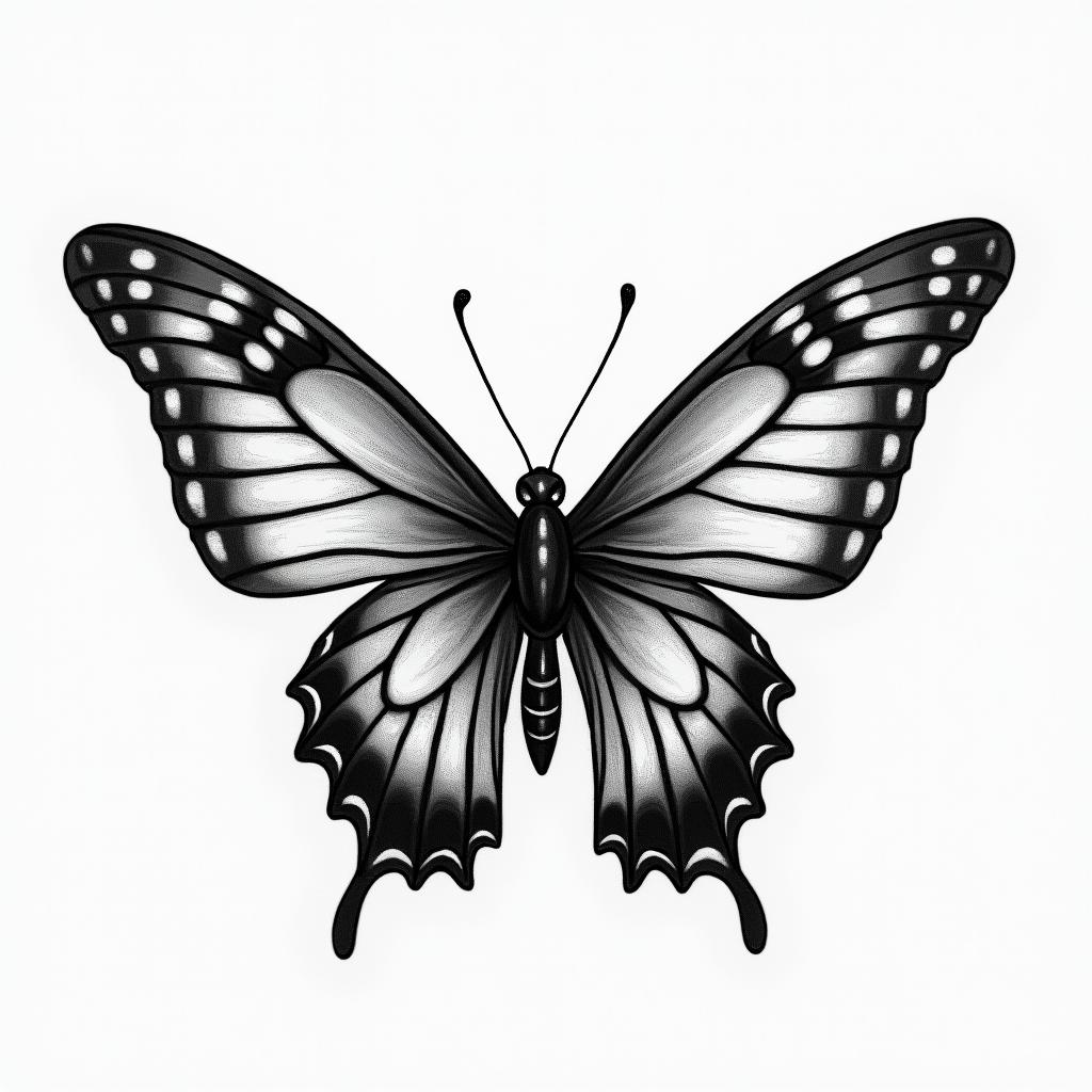 Easton in  all caps and butterflyhigly detailed tattoo - Variation 2