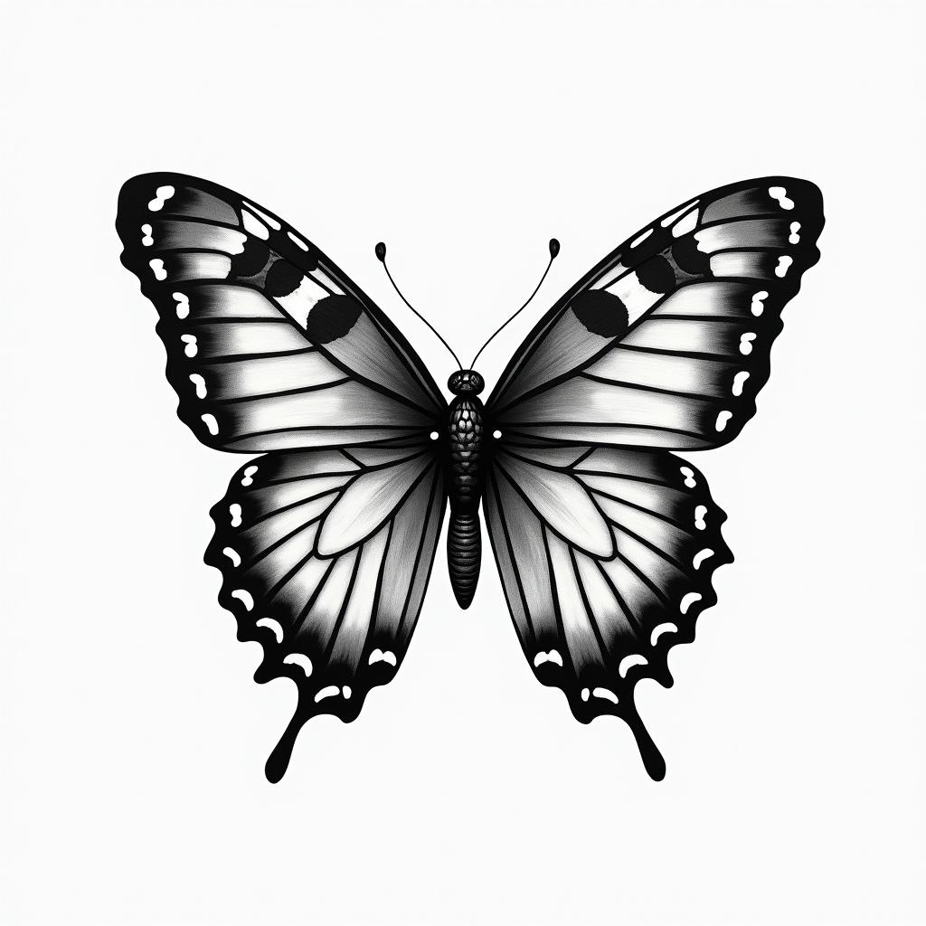 Easton in  all caps and butterflyhigly detailed tattoo - Variation 3