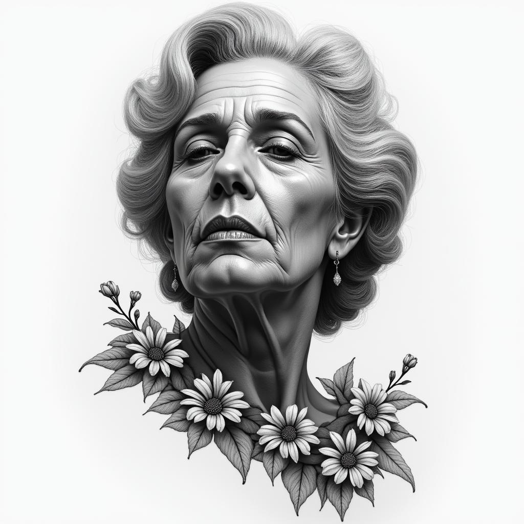The death of my grandmother Carmen Yajaira Apontehigly detailed tattoo - Variation 3